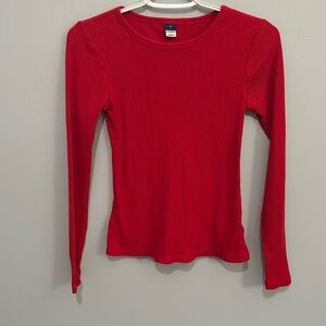 Red Ribbed Fitted Long Sleeve from Old Navy